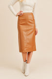 Aubrey Faux Leather Midi Skirt