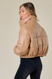 Premium Faux Leather Puffer Bomber Jacket
