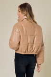 Premium Faux Leather Puffer Bomber Jacket