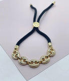 Lucy 18k Gold Filled Twisted Fabric Bracelet With Mariner Chain